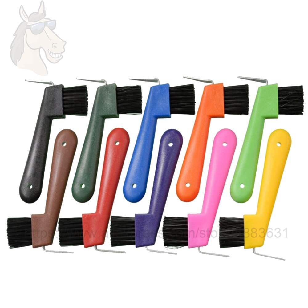1 1007 hovplukker med børste plasthåndtag hesteplejesæt hestepudepleje økonomisk børste hesteplejeværktøj hovpluk