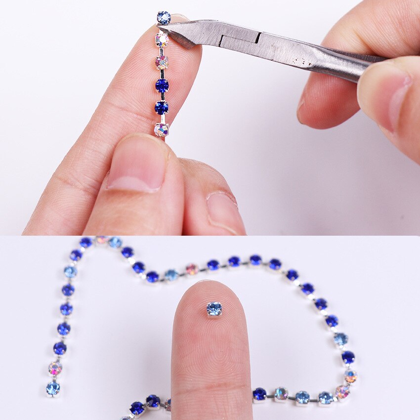 1 box Nail Art Platte Vorm Metalen Nail Art Kralen Crystal AB Steentjes Steen Manicure Decoratie
