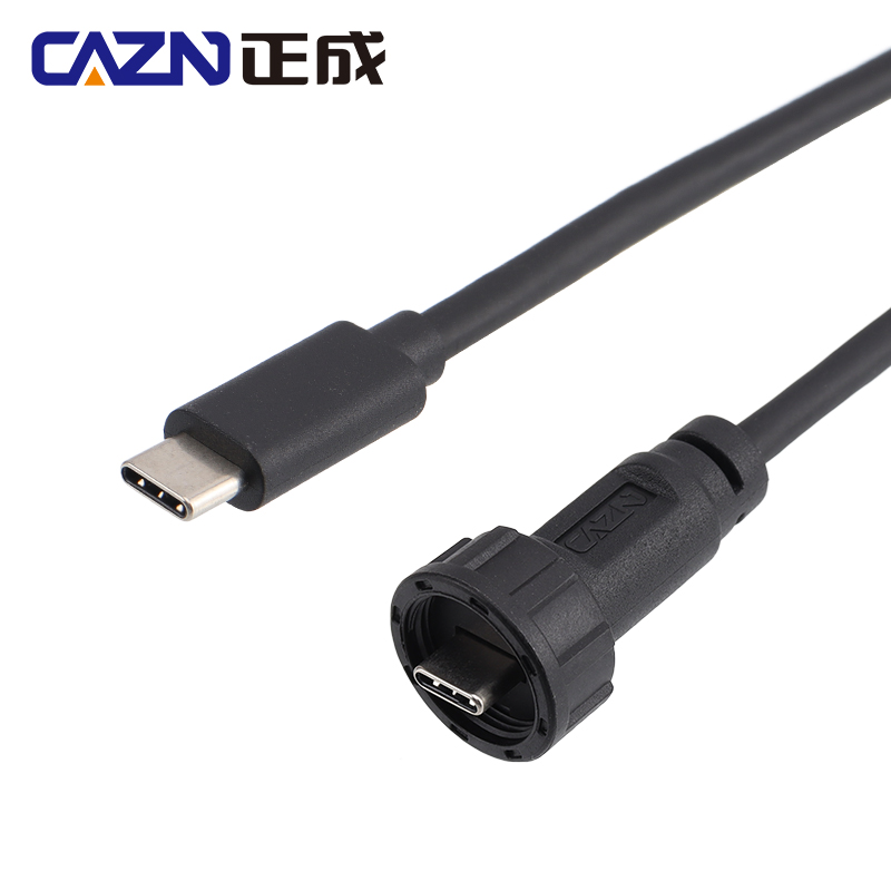 CAZN Waterproof USB C Type-C Cable Male to Male Overmolded Threaded-type Bayonet-type 5.0G 10.0G