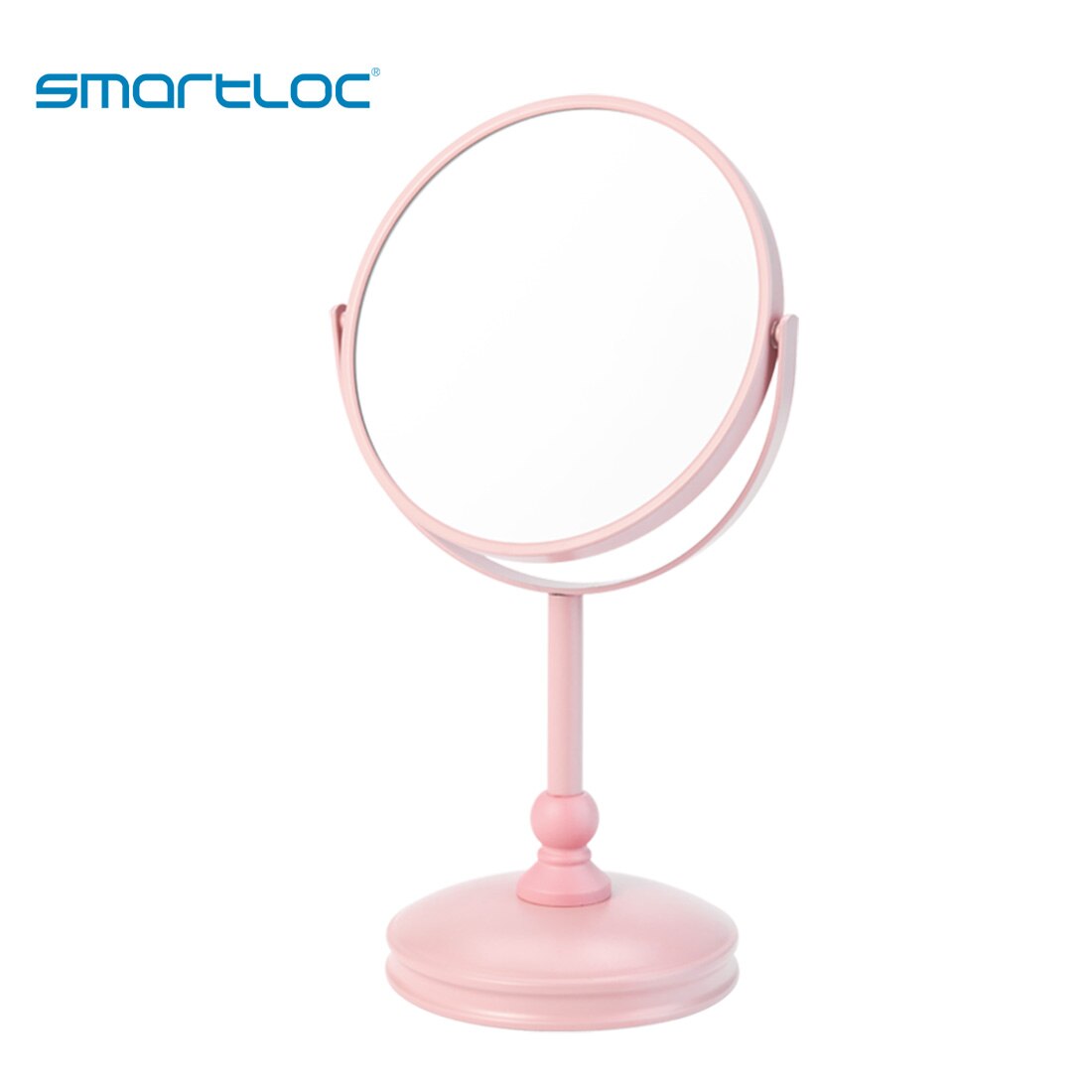 Espejo de maquillaje compacto giratorio de 2 caras, espejo redondo de doble cara para escritorio, con aumento de 5X, con de tocador: pink