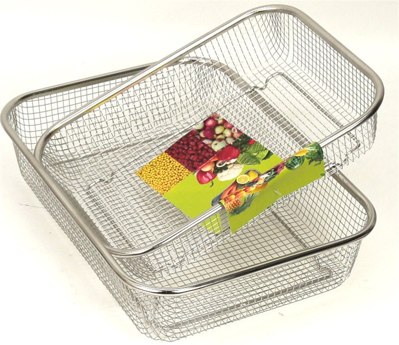 Colador cuadrado grueso de acero inoxidable, frutas y verduras rectangular utensilio de cocina para lavar, cesta de lavado para fregadero de cocina
