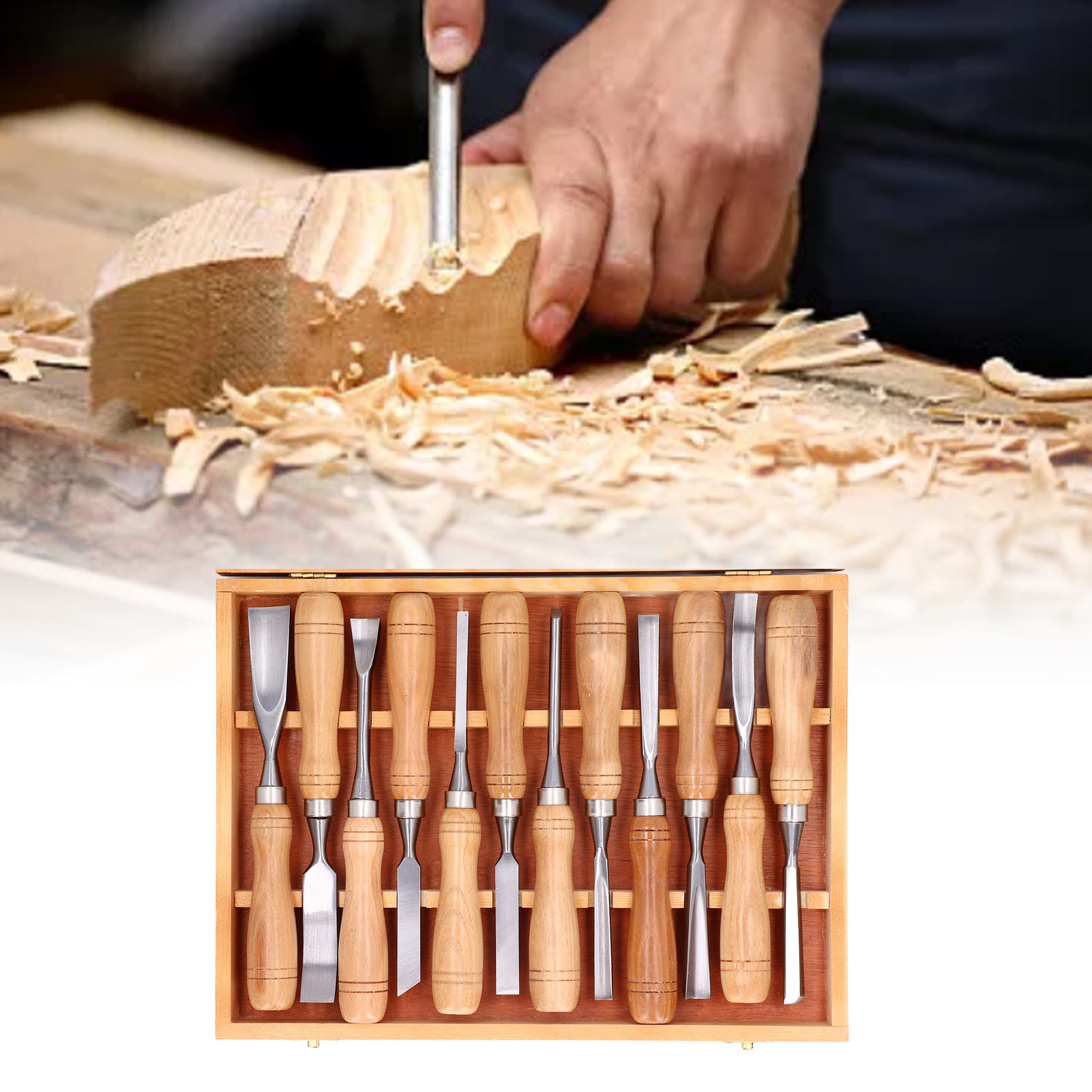 Houtsnijwerk Gereedschap CRV Blade Houten Handvat Graveren Beitel Set voor DIY Handwerk Houtsnijwerk Gereedschap Carving Beitel Set