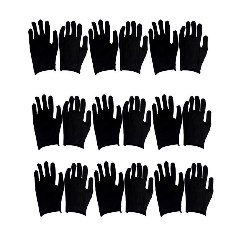 12 par bomuldshandsker arbejdshandsker handsker komfortable arbejdshandsker håndbeskyttelseshandsker sort til rengøring i hjemmet: Størrelse l (tynd)