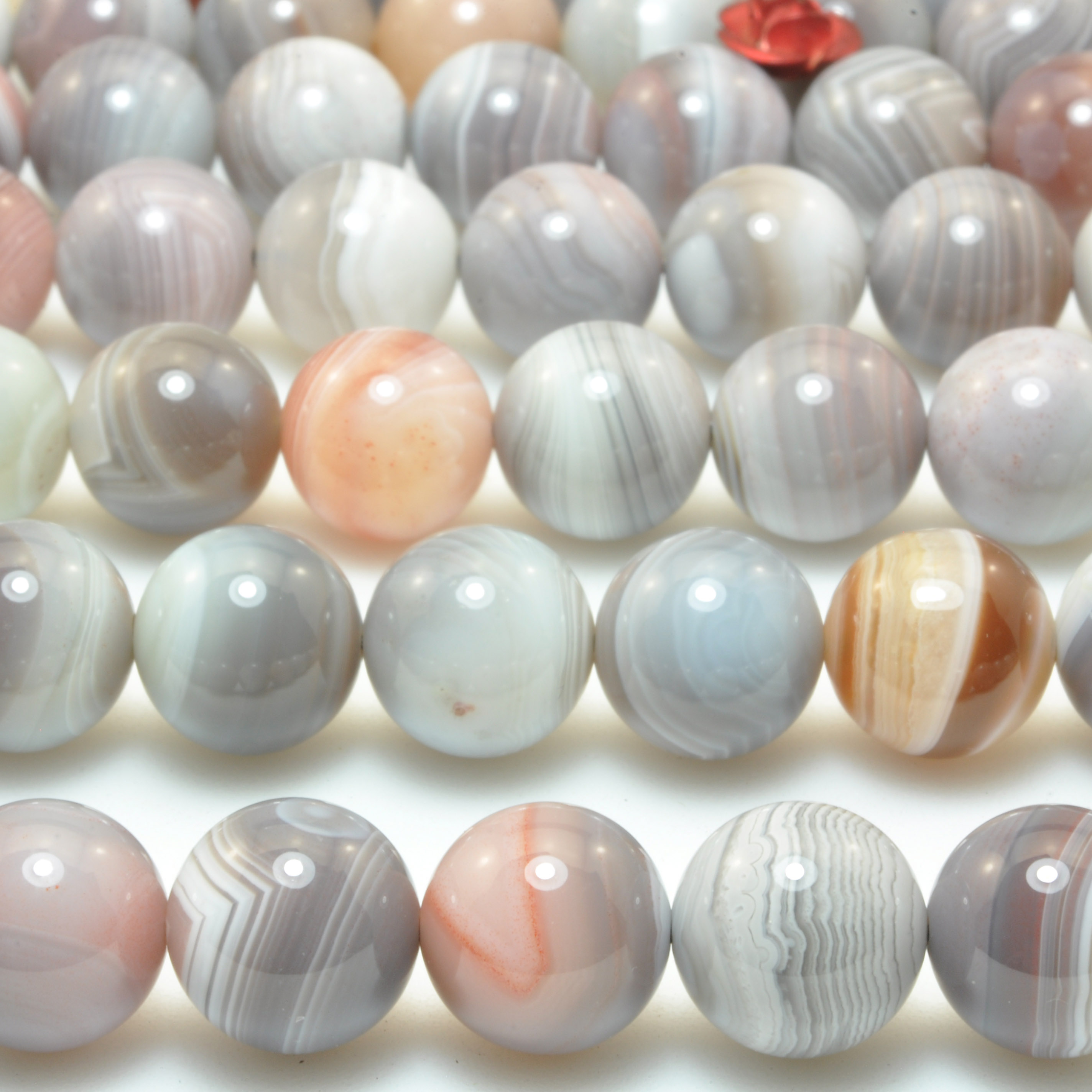 Natuurlijke Botswana Agaat Steen Gladde Ronde Kralen Roze Grijze Edelsteen Voor Sieraden Maken Diy Armband Ketting