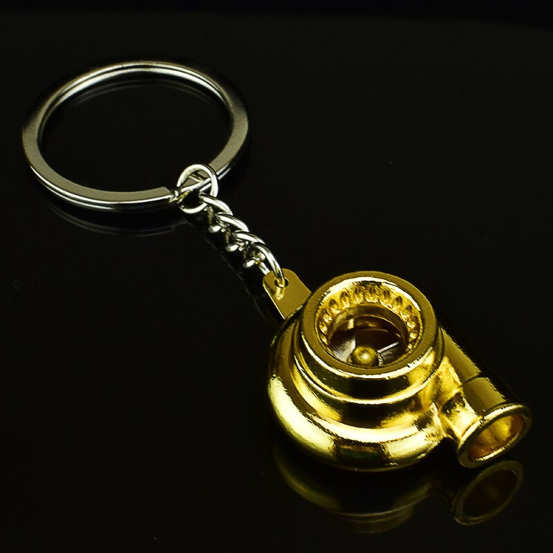 Mini Turbo Turbo Sleutelhanger Spinning Turbine Sleutelhanger Ring Sleutelhanger Sleutelhanger Auto Sleutelhanger Auto Interieur Accessoires: Golden