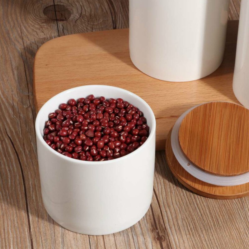 Tarro de cerámica con tapa de madera frasco de almacenamiento tipo botella Cocina Comida café té condimento sellado decoración de escritorio contenedor de cereales