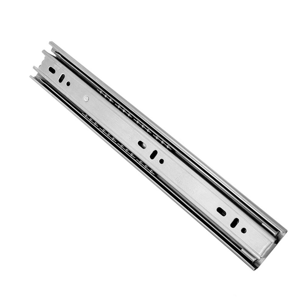 Stainless Steel Slide Rails Thickened Three-section Drawer Buffer Mute Steel Ball 4510 Slide Rail Damping Slide