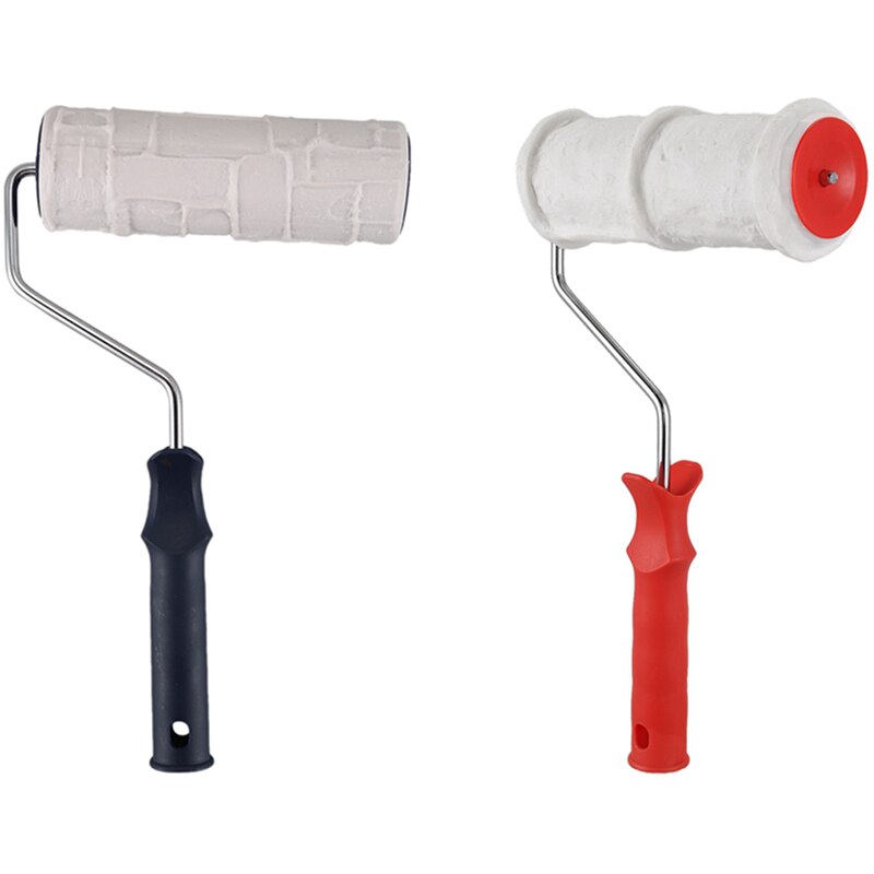 ! 2Pcs Paint Roller Brick Pattern Wall Painting Tools Rubber Stamp Texture Pottery Wheel Household Wall Decoration Brus