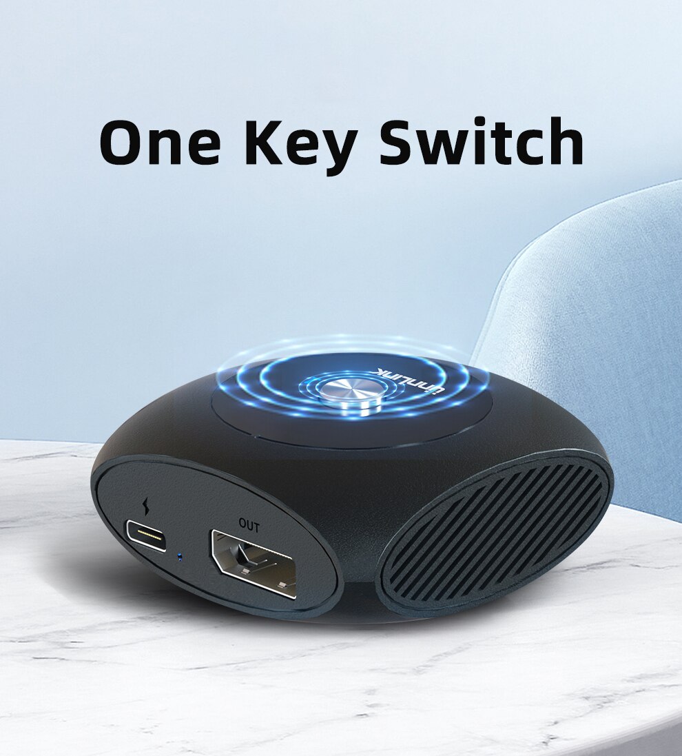 Unnlink DP 1.4 Switch Splitter Bi-directional AB Displayport Switcher 2X1 4K60 2K1080 144 Adapter for monitor computer pc laptop