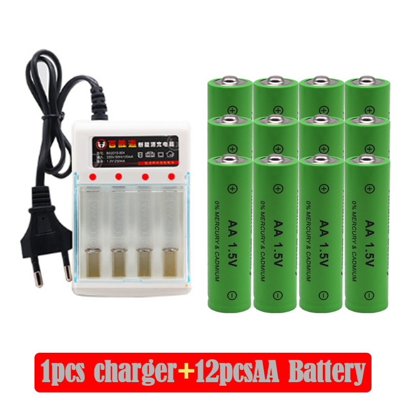 Piles alcalines rechargeables AA, 100% mAh, 4000 v, avec chargeur AA, nouvelle , 1.5