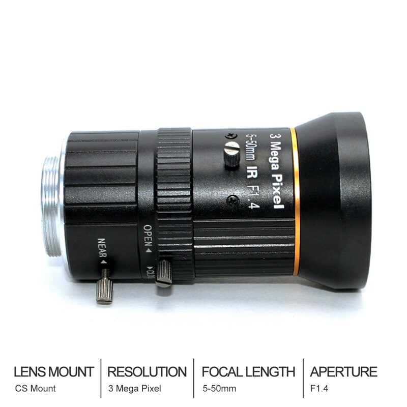 1/2.5 -zoll 3mp c-mount-zoomobjektiv für die raspberry pi hq-kamera mit imx 5-50mm 477 sensor, inklusive c-cs-adapter