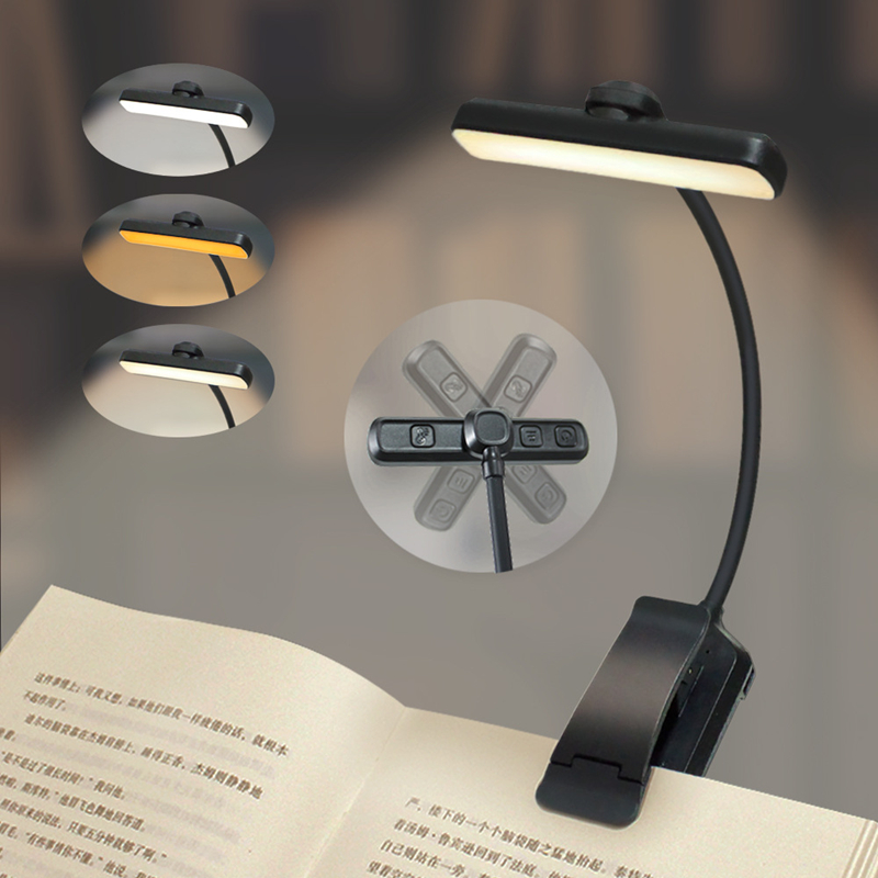 14 ledet-boklampe usb-oppladbar leselampe varm, kjølig hvit dagslys bærbar, fleksibel, enkel å feste, nattleselampe