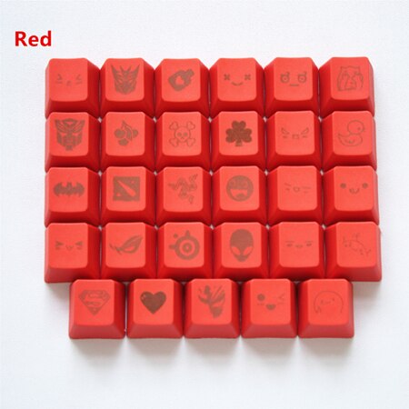 11 colors 29 Engraving graphics DIY PBT keycaps OEM R4 cherry MX switch mechanical keyboard keycap: Red