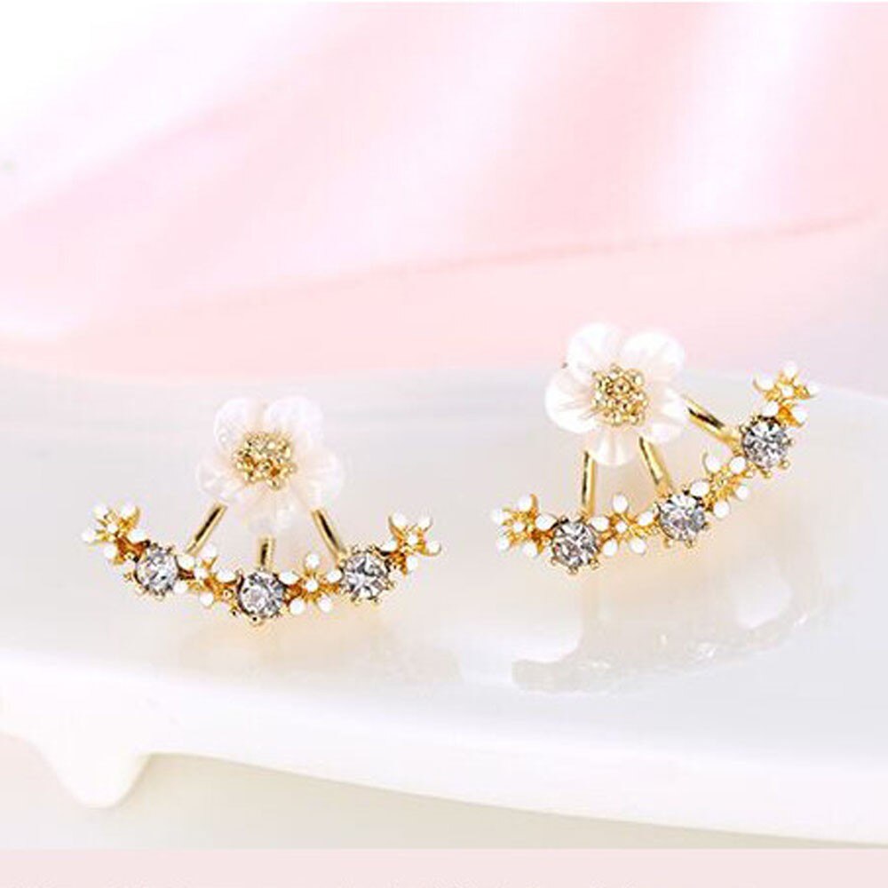 1 paar Frauen Blume Kristall Ohr Stud Ohrringe Ohrring Schmuck Freies: Gold 