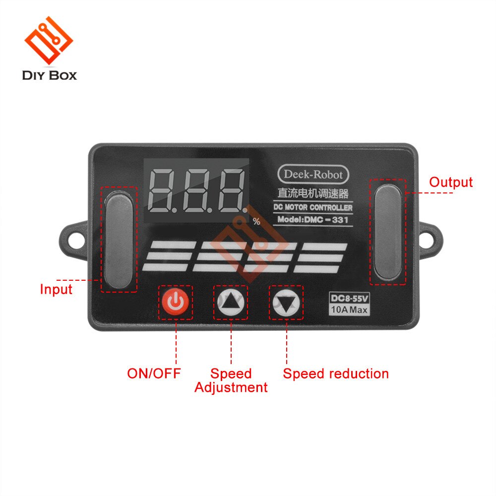 DMC-331 DC 8-55V 10A Motor Speed Controller Forward Backward LED Digital Display PWM Controller Speed Regulator