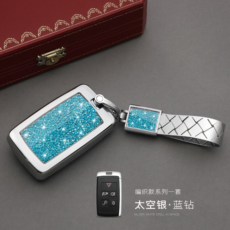Car Remote Diamond key case key Cover For Land Rover Range Rover Evoque Discovery Sport 5: silver set 03