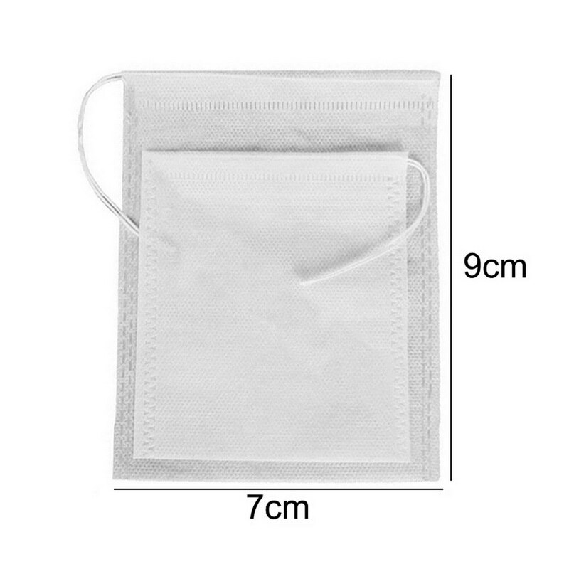 Theezakjes 100 stuks 5 x 7cm lege theezakjes met touwtje hele zegel filter infuser zeef voor losse koffie thee wegwerp papieren zakjes: G246276