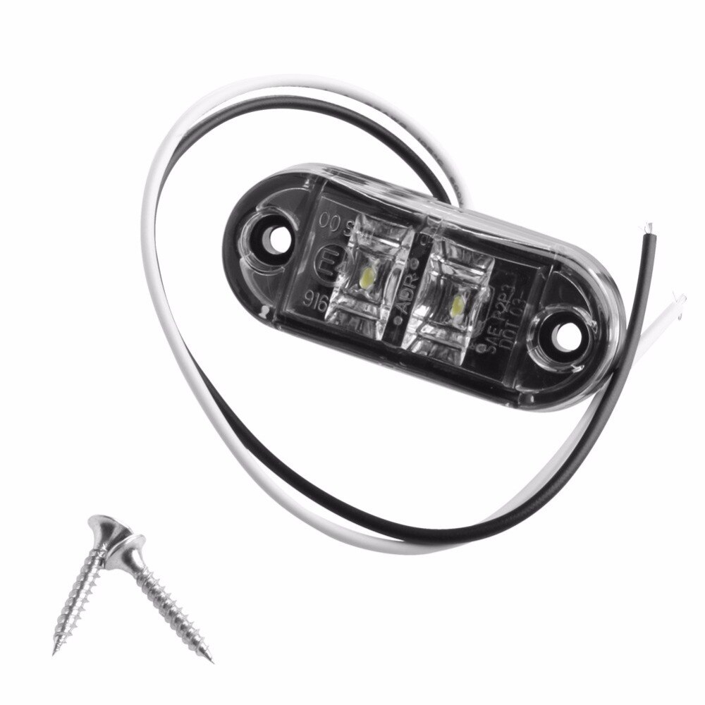 1 PC White 2LED Side Marker Clearance Light Lamp Car Truck Trailer Caravan 10-32V