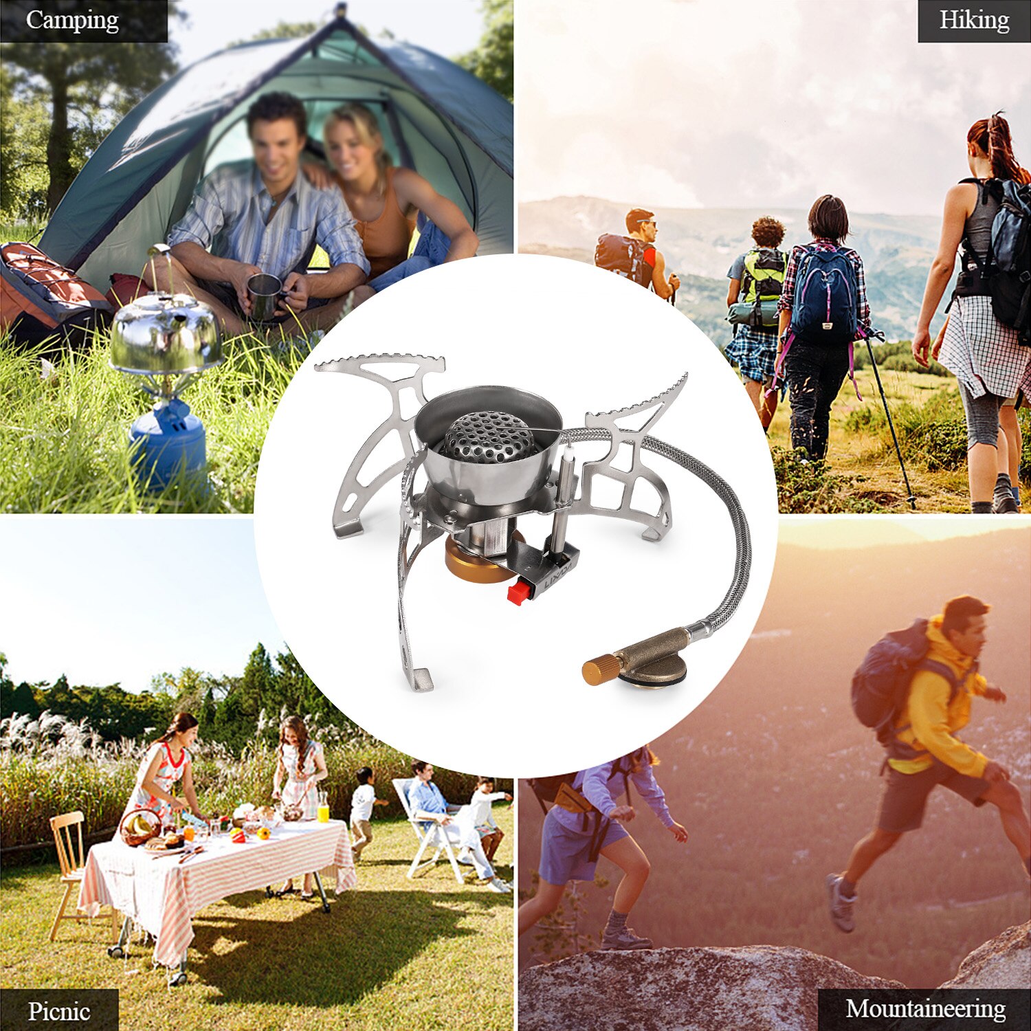Lixada Faltbare Camping Gasherd Winddicht Piezo Zündung Rucksack Herde Ich bin Freien Tragbare Kochen Herde