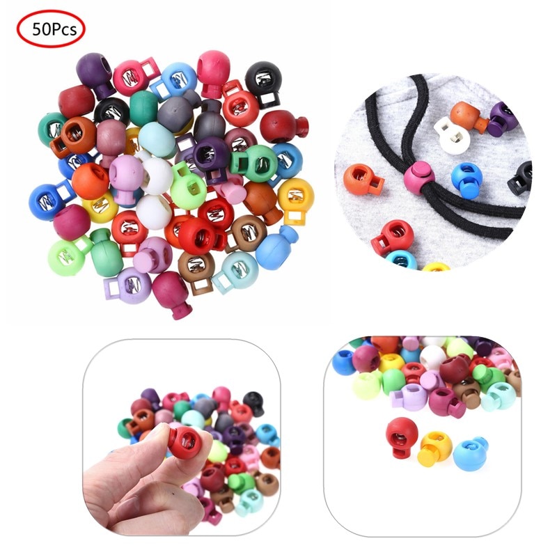 50pc plastik vippefjederbelastet elastisk snorreb snor låse clips ender bagage lanyard stop glidende fastgørelsesknapper