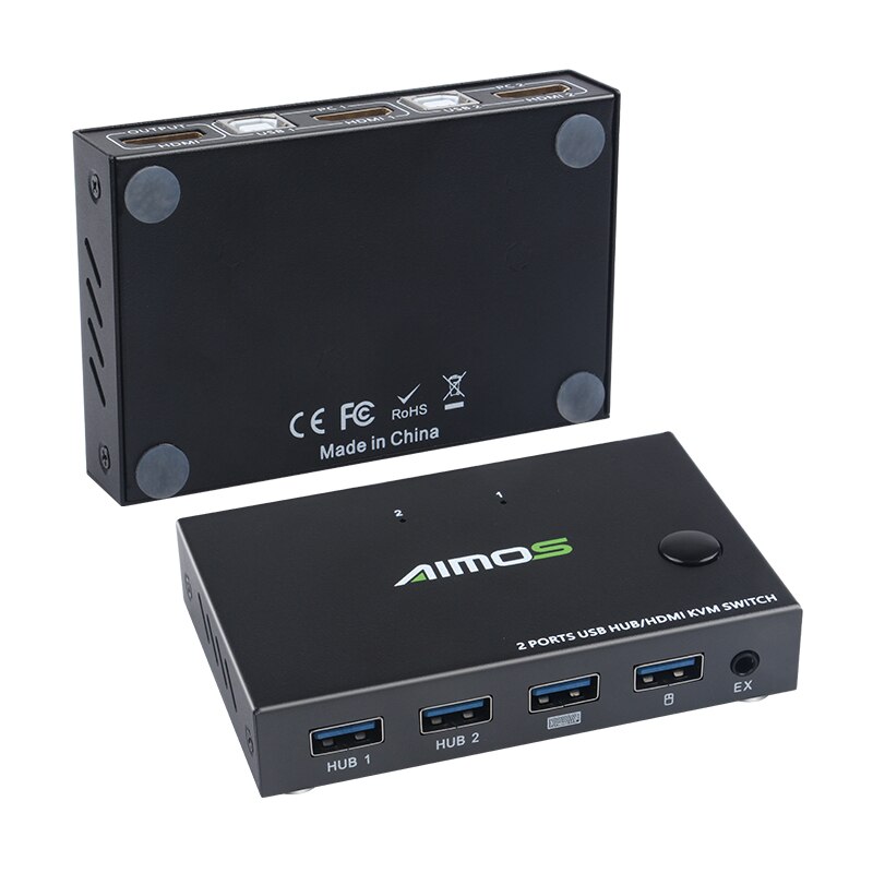Dla 2 PC udostępnianie klawiatura mysz drukarka wtyczka i Paly 2020 na zewnątrz 4K USB HDMI przełącznik KVM skrzynka wyświetlanie wideo USB przełącznik rozdzielacz: czarny