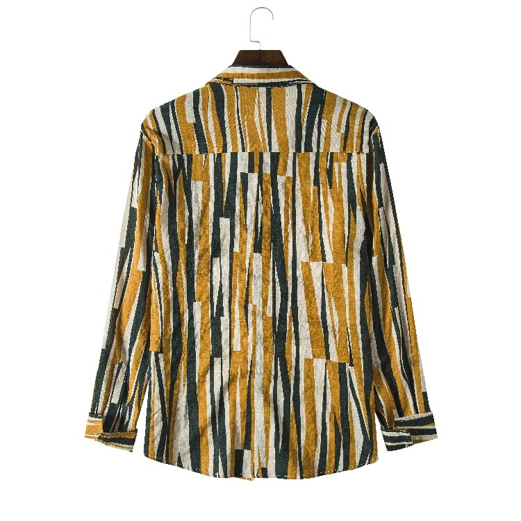 Långärmade linneskjortor herr märke grå skjorta herr vår lin randig skjorta man casual camisa overhemd