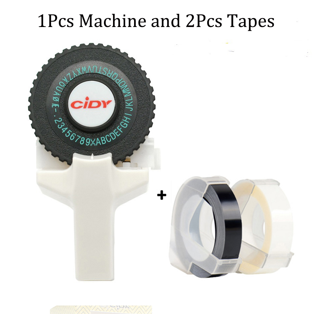 DIY Emobossing Lable Maker Manual 3D Embossing Printer Typewriter with 2 tapes for Dymo 12965 1880 Motex E101 Lettering Machine: White label printer