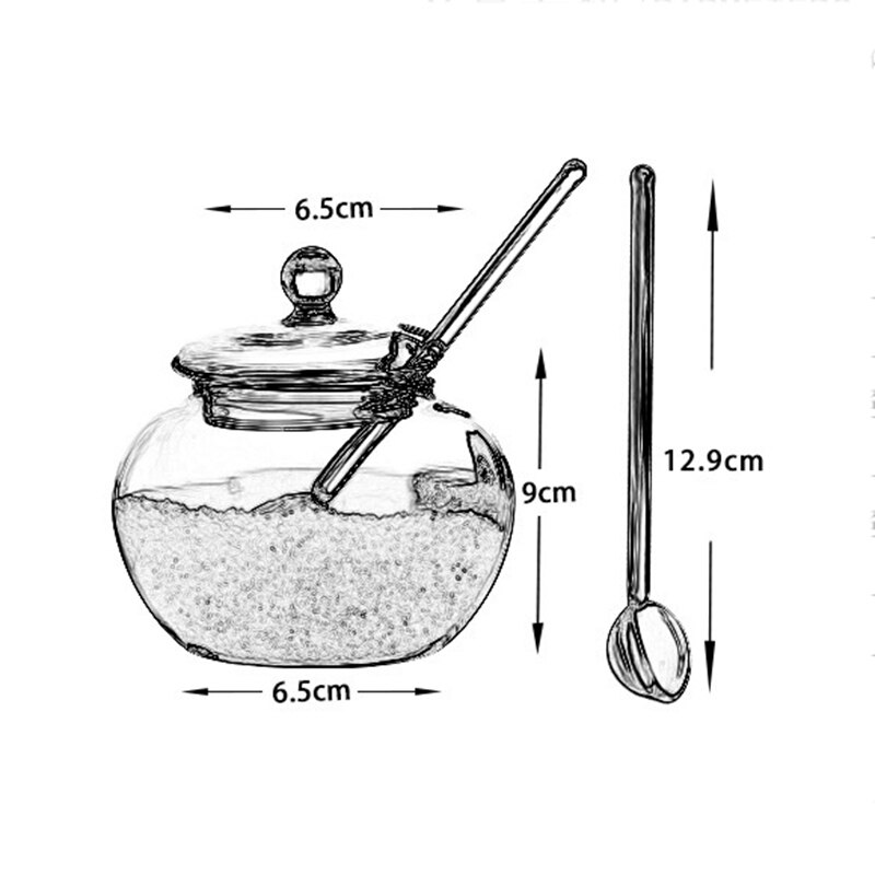 Vaso di vetro di Zucchero Cookie Ciotola con il Cucchiaio Coperchio Trasparente Della Caramella Casa Contenitori E Complementi per Cucina