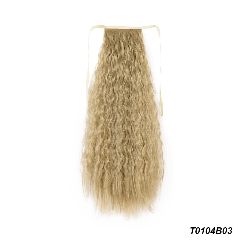 Extensiones de cola de caballo para mujer, coleta larga con ondas de maíz de 21 pulgadas, cinta sintética para atar, coleta: Color natural