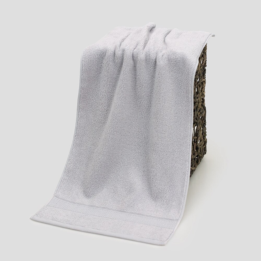 100% Cotton 33*72cm Face Towels Absorbent Thick Pure Bath Towel Bathroom Hand Face Shower Towels Home Hotel for Adults: Light Grey