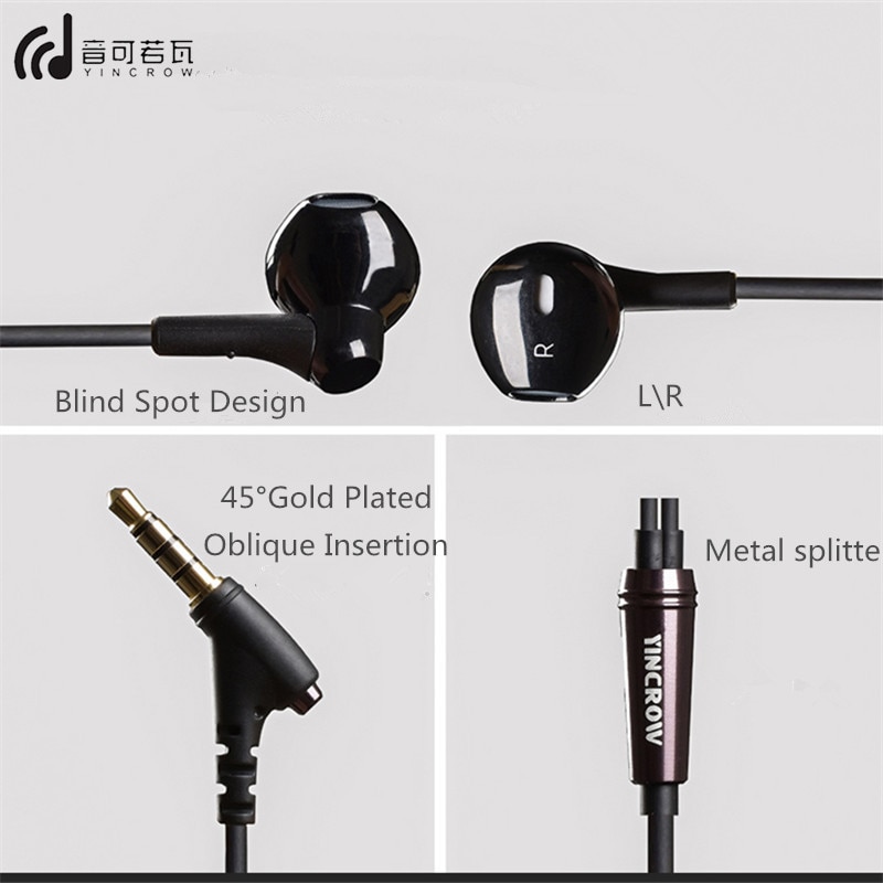 YINCROW RW-100 HiFi Super Bass Earphone With Mic Half in-ear headset Wired 3.5MM Earphones RW919 RW777 X6 P1 DT6 PT15 PT25 MS16
