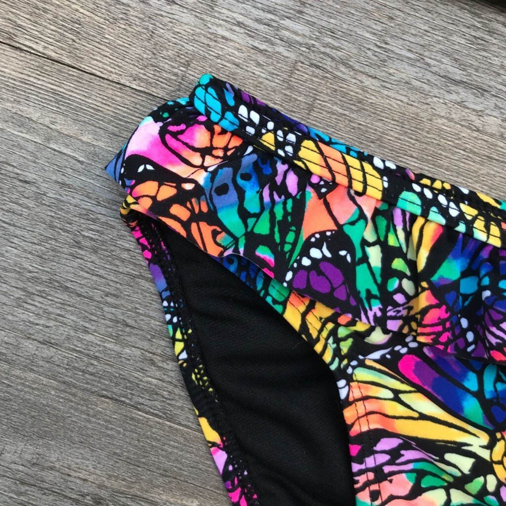 Children's Bikini Girls Frill Color Butterfly Polyester Casual Daily Print Split Swimsuit Girls Bikini Girls Swimwear