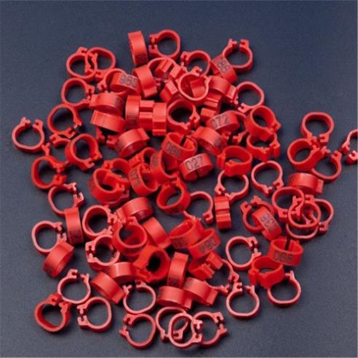 100Pcs Vogel Ringen Been Bands Voor Duif Papegaai Gevogelte Clip Ringen Nummer 1-100: Red