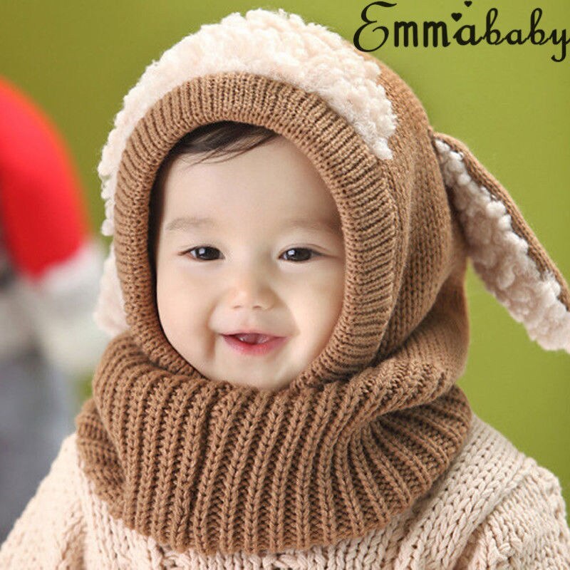 Emmababy 6-36m nyfødte børn baby dreng pige pels pom hat vinter varm strik bobble beanie cap tørklæde: D