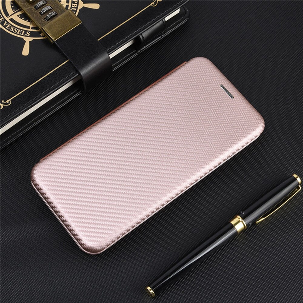 Voor Oukitel C23 Pro Case Luxe Flip Carbon Fiber Skin Magnetische Adsorptie Case Voor Oukitel C23Pro C 23 OukitelC23 Telefoon tassen: pink