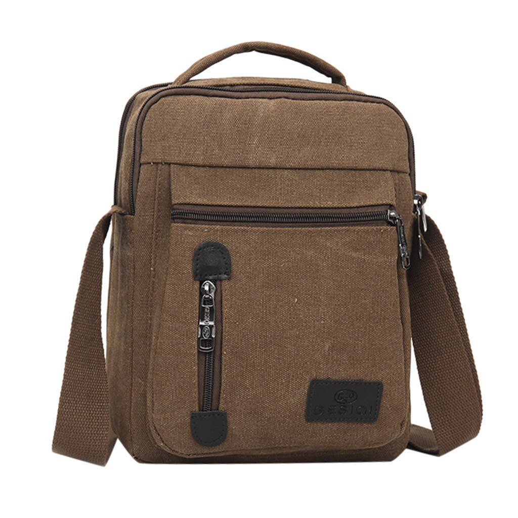 Travel Business Trip Canvas Solid Color Casual Business Shoulder Bag Multifunction Unisex Messenger Bags Sac: Brown