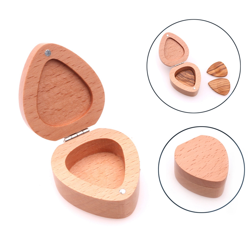 Guitar Guitar Picking Box Storage Box Picks Solid Wooden Hold Case Care Tool Guitar Picks Box Guitar Accessories