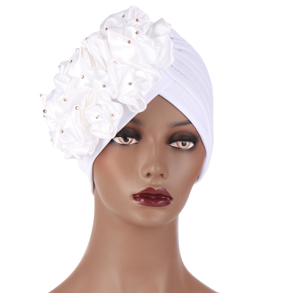 Turban à grandes fleurs pour femmes, couvre-chef, enveloppements de tête, Hijabs intérieurs musulmans, Bonnet, chapeau africain et indien,: 4