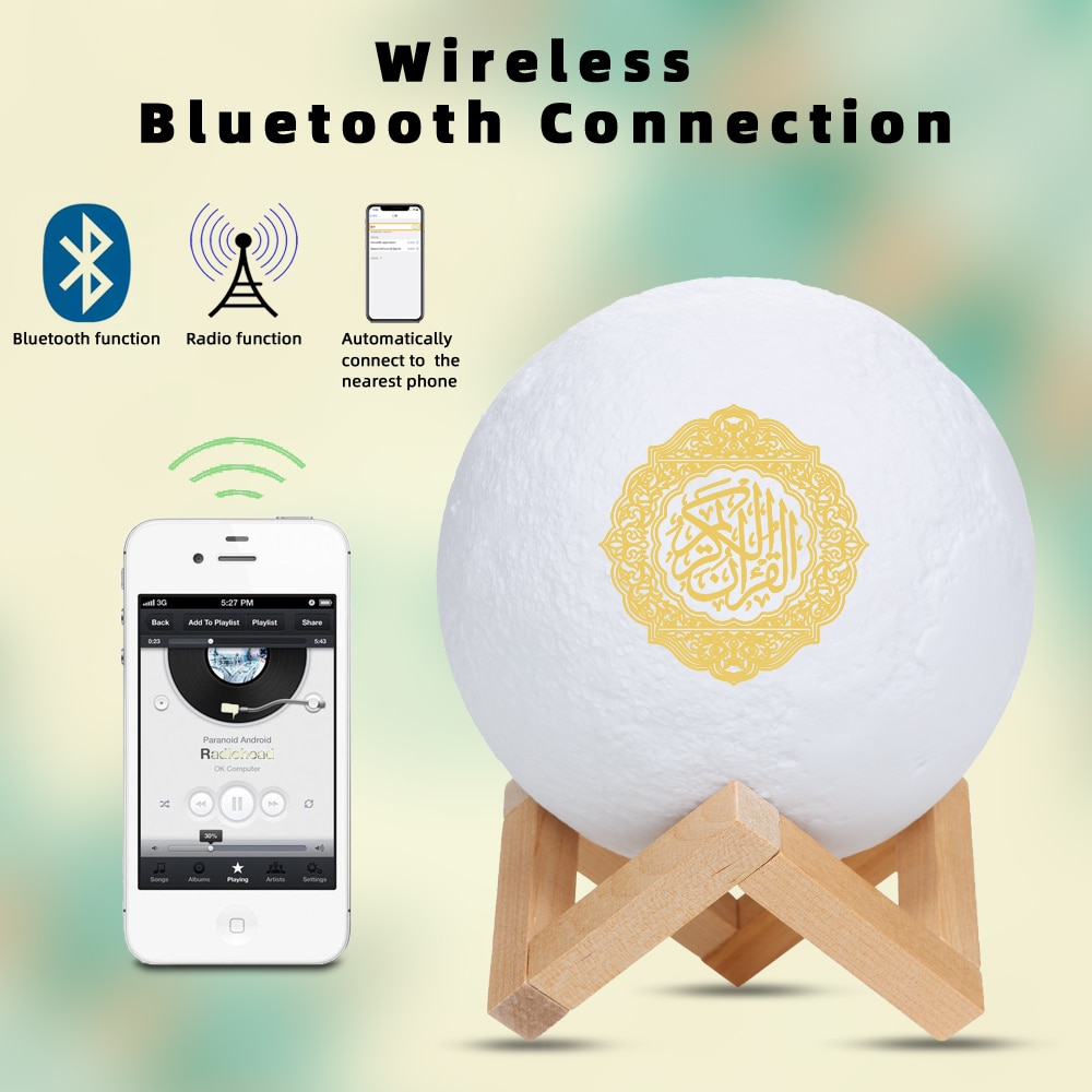 Ramadan Quran Speaker Coran Lamp Muslim Night Light With APP Control 3D Moon lamp With remote control