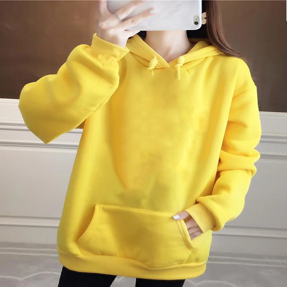 Sudaderas con capucha para parejas, jerséis, versión coreana, sudaderas informales, Tops informales de manga larga, ropa de mujer salvaje, sudadera de nueve colores