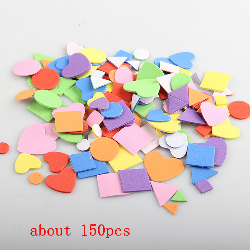 Zelfklevende Mini Geometrie Vorm EVA Foam Stickers Kids DIY Art Craft Glitter Sterren Brief Voorschoolse Stickers Diverse Kleur