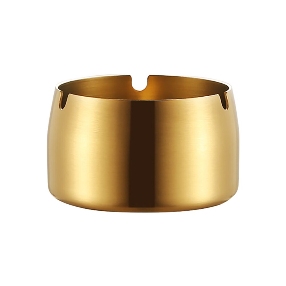 Round Durable Ash Tray Stainless Steel High Temperature Resistant Ashtrays Desktop Ash Holder Ash Tray Smoking Accessories: Golden