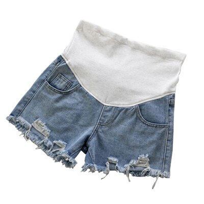 Jeans barsel kort tynd denim bomuld sommer gravide kvinder bukser plus størrelse tøj: Blå / L