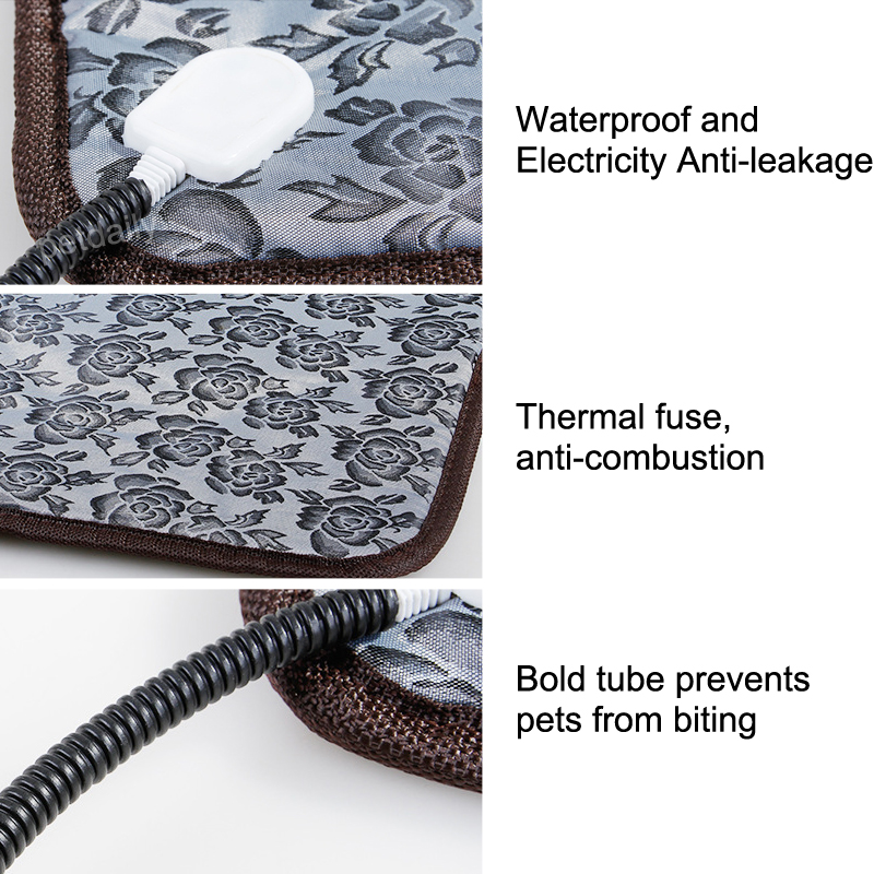 Regulowana elektryczna mata grzewcza dla zwierząt ochrona przed wyłączaniem anty ugryzienie wodoodporna podgrzewana podkładka termiczna dla psa Kot szczeniak - nas/EU/AU wtyczka
