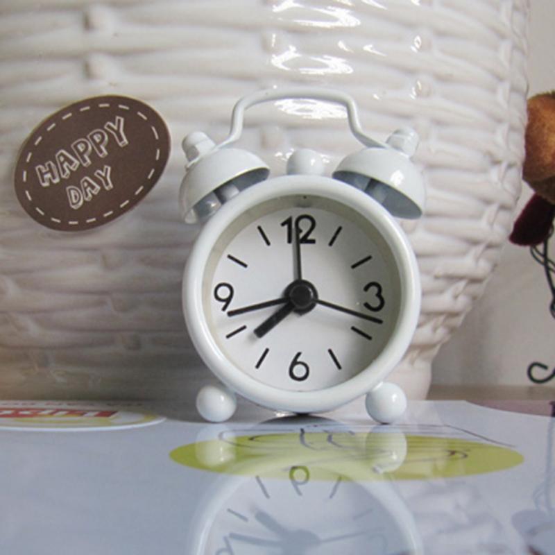 Retro Portable Cute Mini Cartoon Alarm Clock Round Number Double Bell Desk Table Digital Clock Home Decor: 1