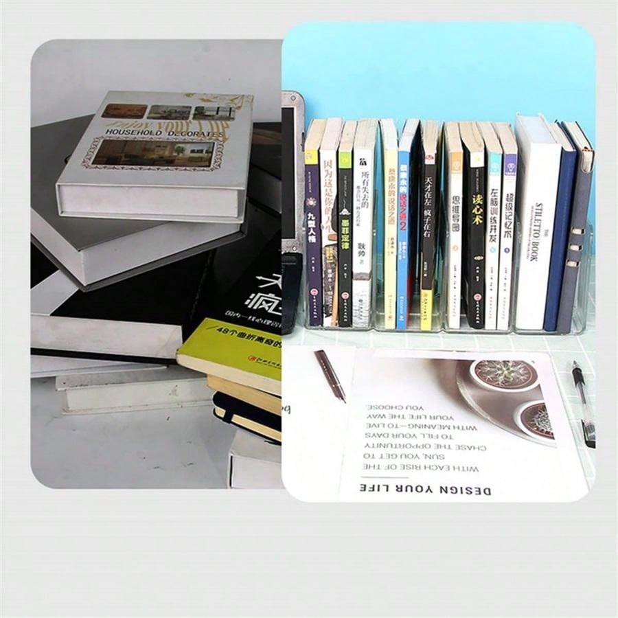 Transparent bookshelf, student desktop storage, partition rack, book filing, newspaper rack, office data rack, stationery baffle