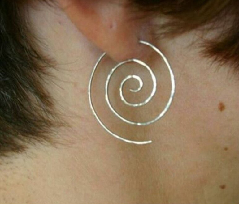Boucles d'oreilles rondes en spirale, personnalité ethnique, boucles d'oreilles exagérées, tourbillon, équipement pour femmes, bijoux à la 5E385