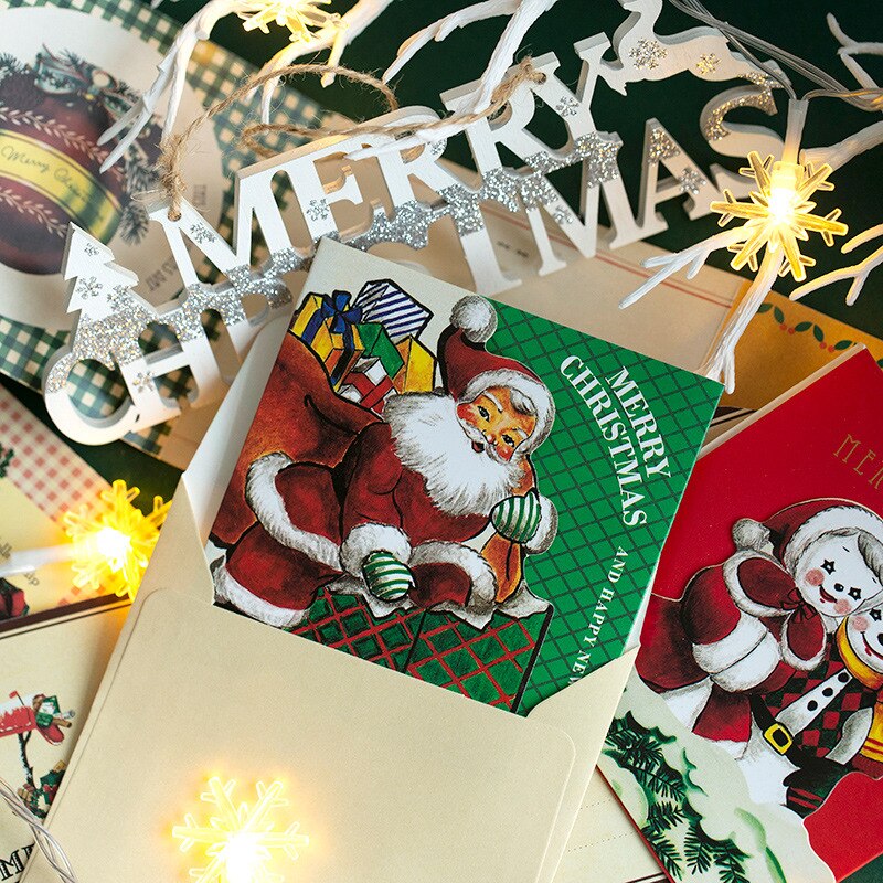 TSS] 30Pcs Vintage Christmas Greeting Cards Different Festival Element Christmas Postcard No Marks Back Retro Xmas Cards Gift I.301817315 - View #2