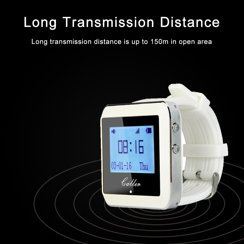 Retekess 999 Channel RF Wireless White Wrist Watch Receiver for Fast Food Shop Restaurant Calling Paging System 433MHz