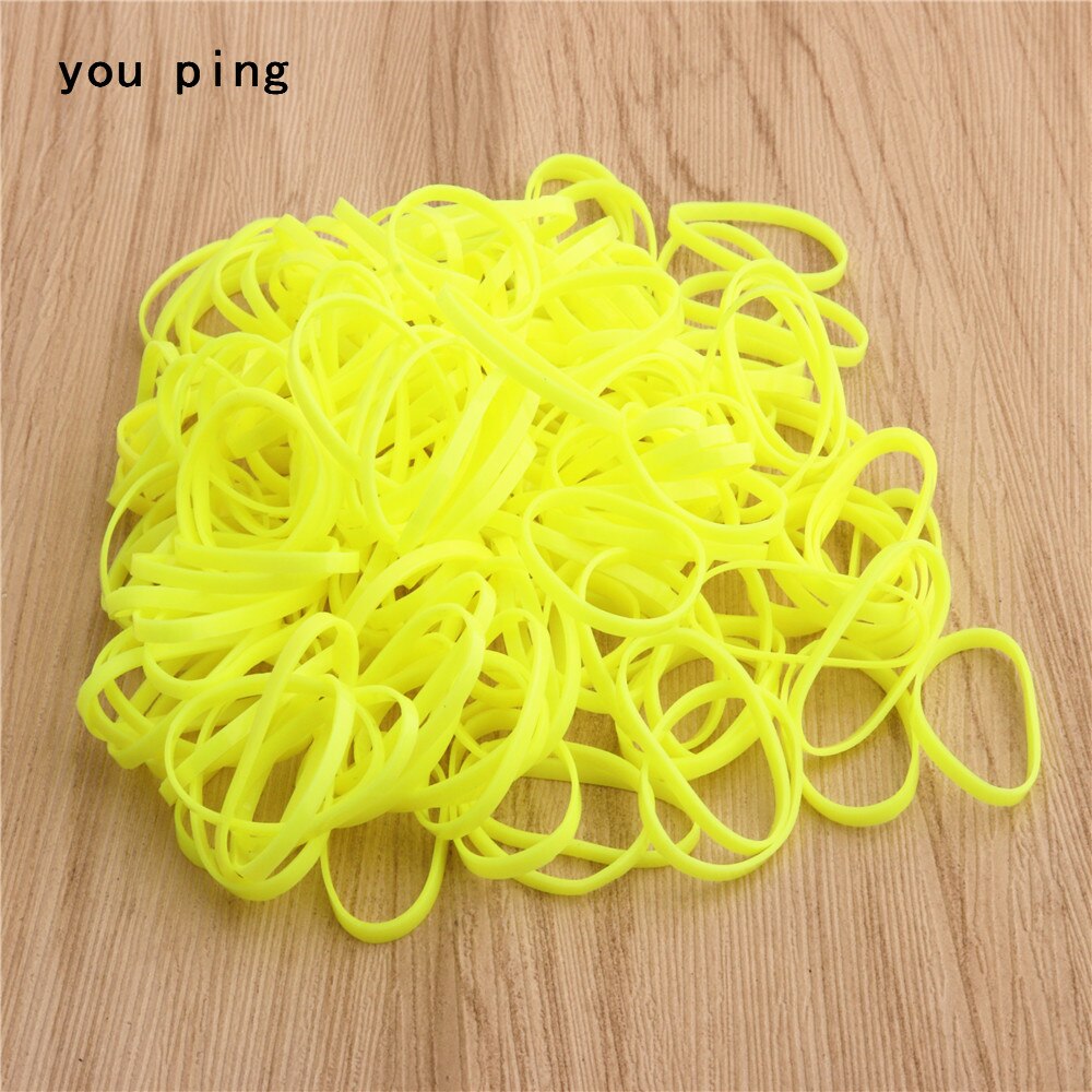 901 Pink Rubber Band Elastic Rope Women Girls child Tie Hair Styling Tools Students School Supplies: Fluorescent yellow